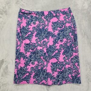 Van‎ Heusen Studio Skirt Womens 6 Pink Blue Floral Pencil Knee Lined Office